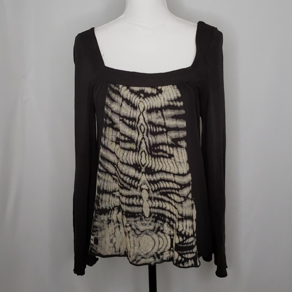 Chaser Square Neck Tie Dye Bell Sleeve Top NWT